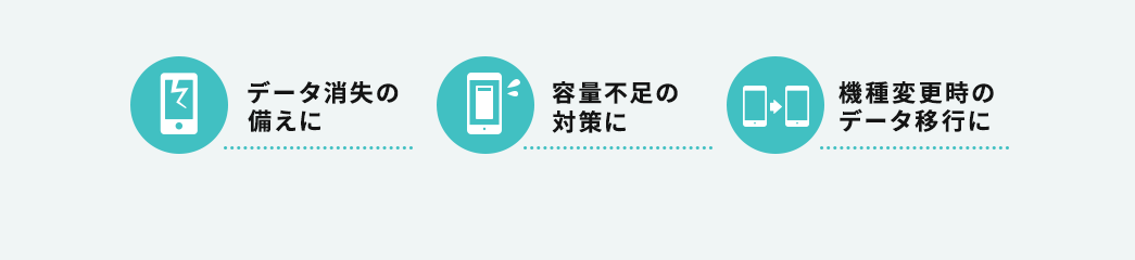 データ消失の備えに 容量不足の対策に 機種変更時のデータ移行に