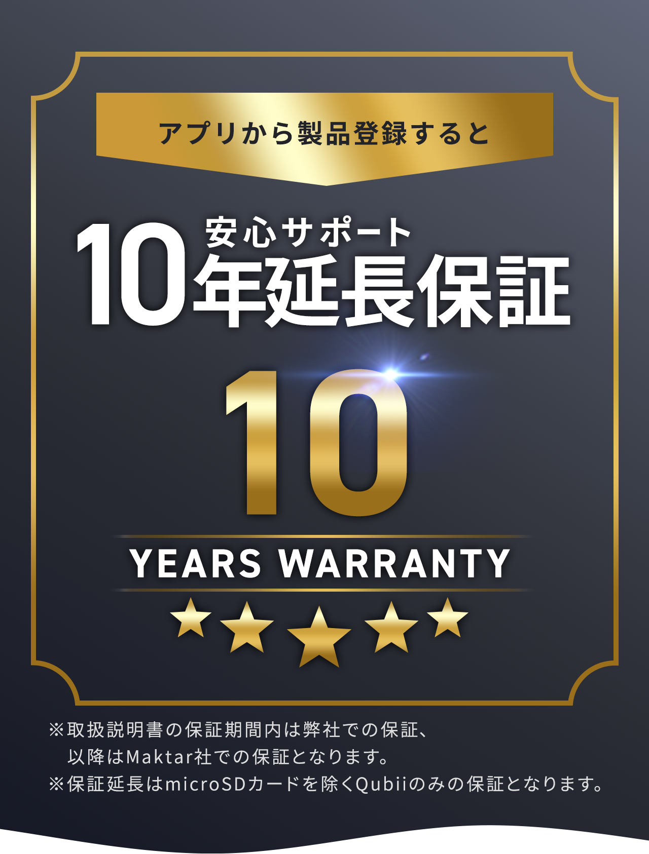 「Qubii Pro」のアカウント登録で安心サポート10年保証延長