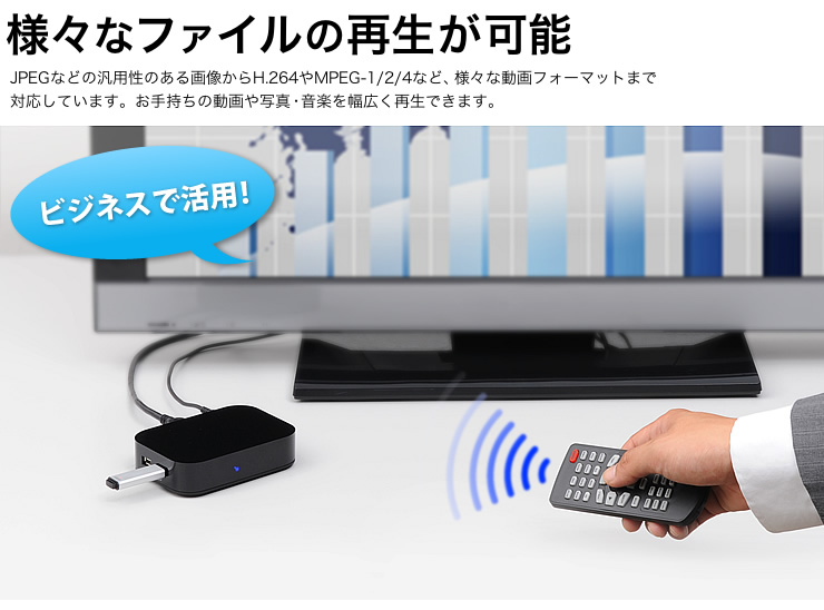 様々なファイルの再生が可能。ビジネスで活用！