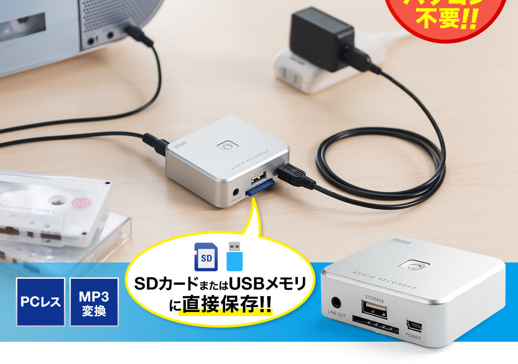 SDカードまたはUSBメモリに直接保存