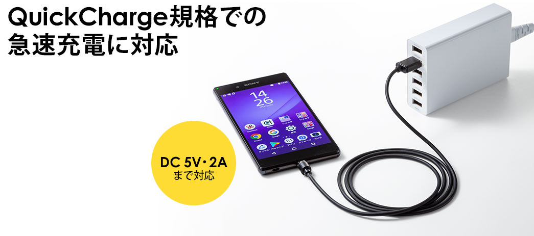 QuickCharge規格での急速充電に対応