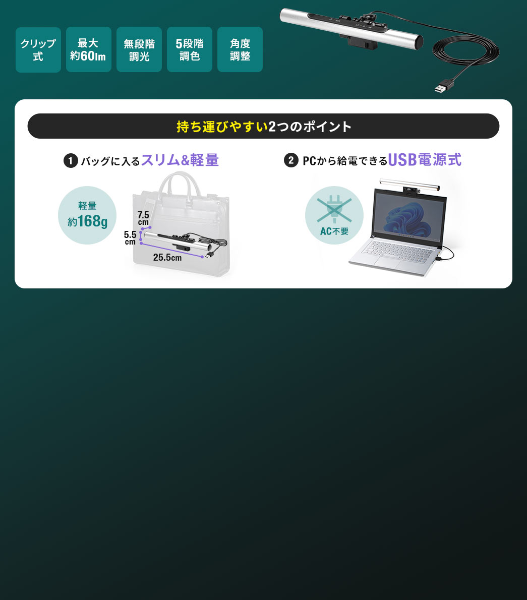 持ち運びやすい2つのポイント