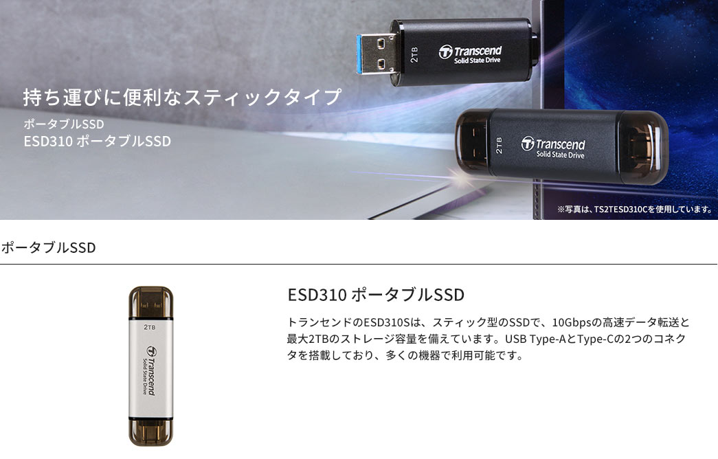 持ち運びに便利なスティックタイプ ポータブルSSD ESD310C Portable SSD
