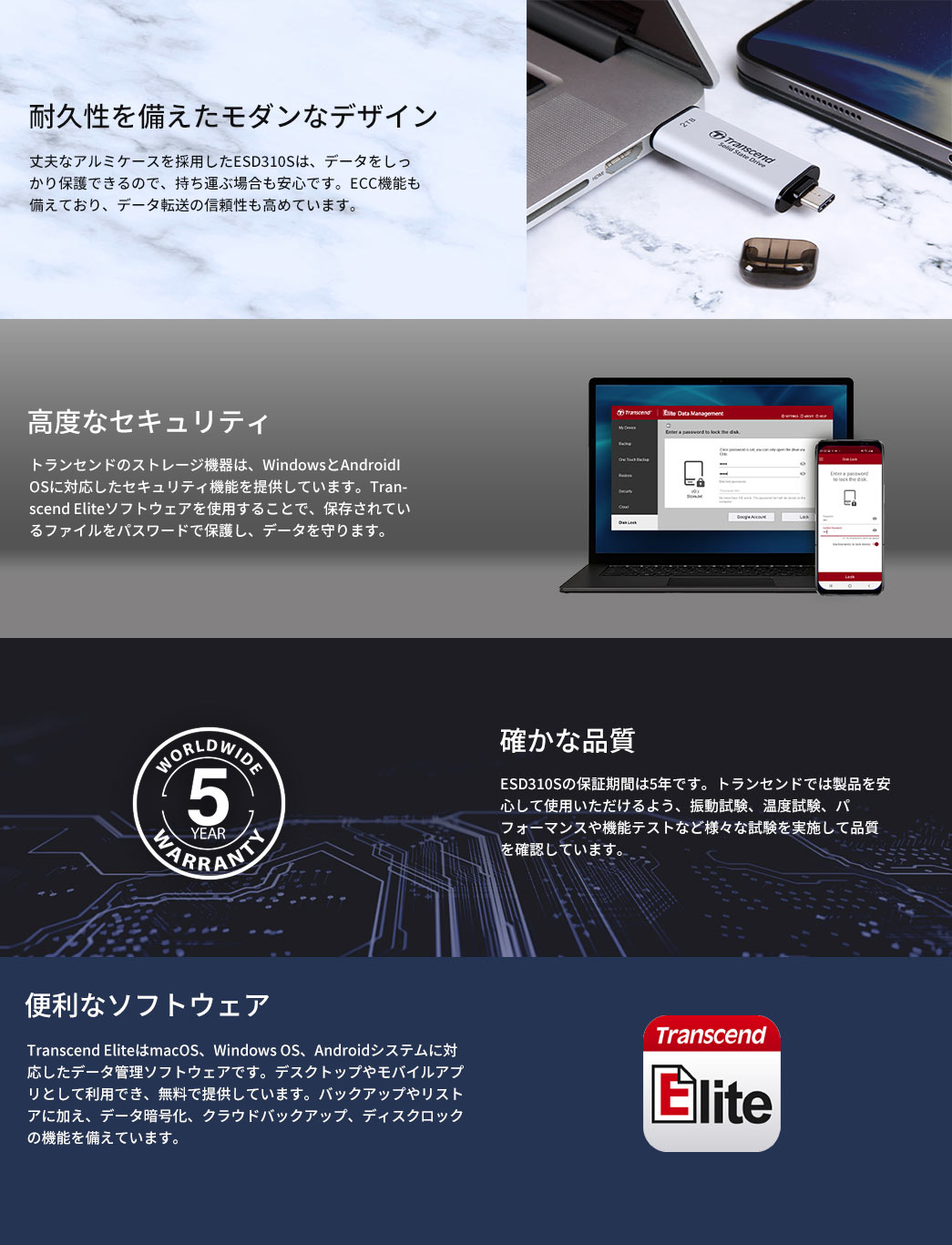  耐久性を備えたモダンなデザイン 確かな品質 便利なソフトウェア