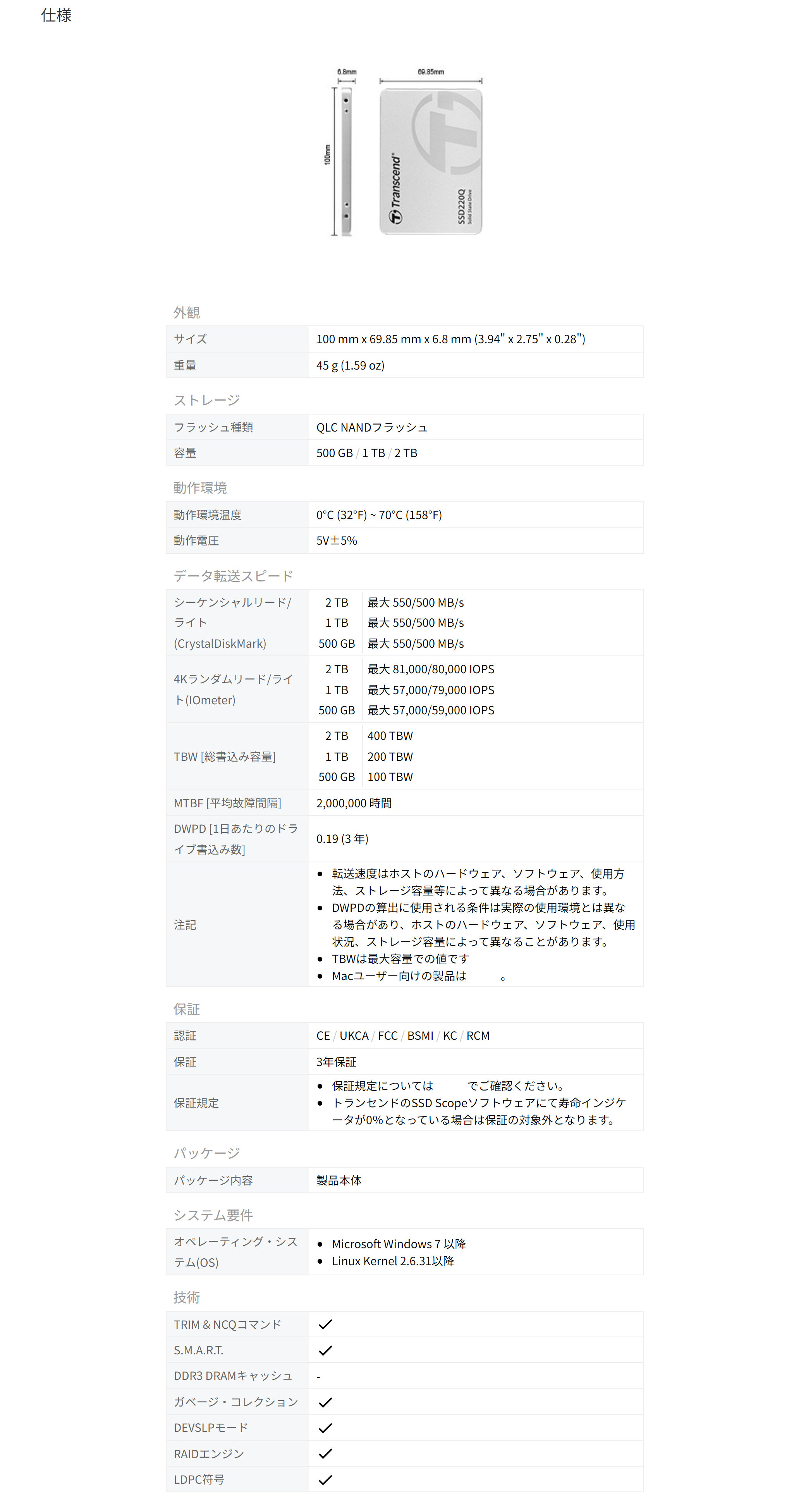 仕様