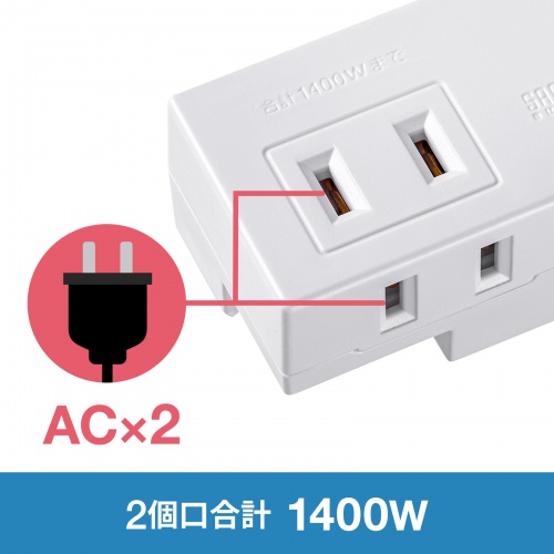 ACコンセント×2個口を搭載