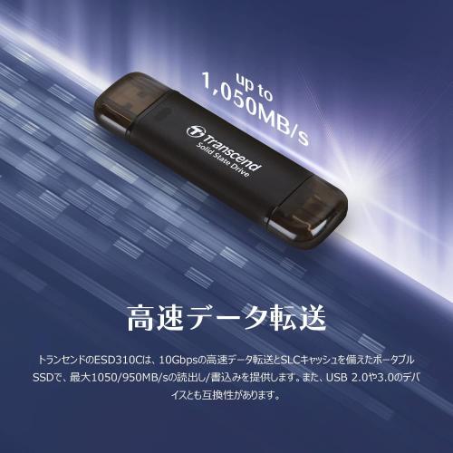 メモリダイレクト/Transcend ESD310C ポータブルSSD 256GB TS256GESD310C