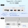 クランプ式USBハブ USB A×3 USB Type-C×1 SD/microSDカードリーダー HDMI出力