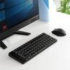 ワイヤレスキーボード・マウスセット(小型・テンキーレス・USB接続・メンブレン・静音ブルーLEDマウス・ブラック)