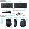 ワイヤレスキーボード・マウスセット(小型・テンキーレス・USB接続・メンブレン・静音ブルーLEDマウス・ブラック)