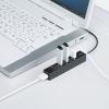USBハブ USB2.0 USB A×7 セルフパワータイプ ブラック 固定用 面ファスナー付き