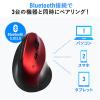 Bluetoothエルゴマウス 縦型 マルチペアリング 静音ボタン 乾電池式 レッド