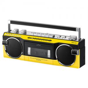 レトロ風ラジカセ 80年代デザイン USBメモリ SDカード 再生/録音 Bluetooth対応 イエロー