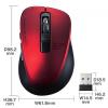 静音ワイヤレスブルーLEDマウス 5ボタン レッド