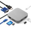 モバイルドッキングステーション 巻き取り USB Type-C PD100W対応 4K対応 8in1 HDMI VGA microSD&SDカード イーサネット