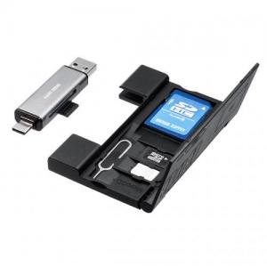 メディアケース付き SD/microSDカードリーダー USB 3.1 Gen1 USB A USB Type-Cコネクタ