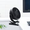 USB扇風機 USB充電式 マグネット クリップ 3WAY 静音 360° ブラック