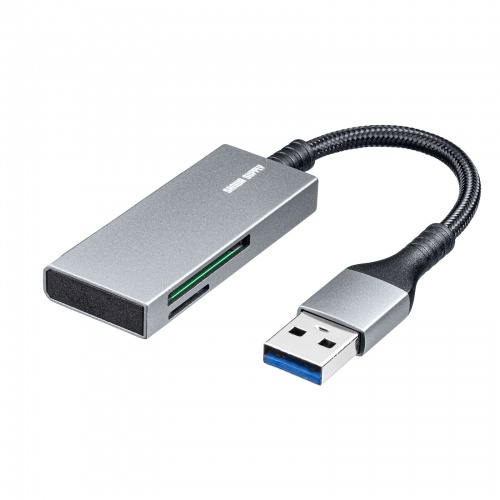 SD/microSDカードリーダー USB3.2 Gen1 USB A接続 メッシュケーブル アルミ筐体