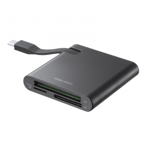 SD/microSD/CFカードリーダー USB Type-C接続 UHS-II対応 ケーブル一体型