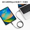 電力表示つき USB Type-Cケーブル USB PD100W対応 e-marker搭載 USB2.0 1m 高耐久 ブラック