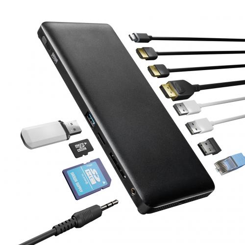 ドッキングステーション HDMI2つ 3画面出力対応 USB-C接続 専用AC付属 薄型 4K/60Hz対応