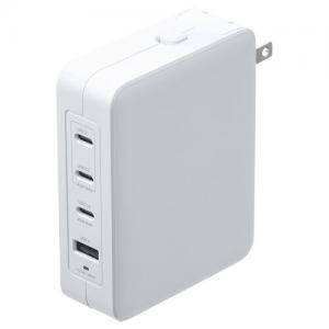 USB PD 140W ACアダプター 4ポート USB-C×3 USB A×1 GaN採用 折りたたみ式プラグ PSE適合品 ホワイト