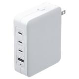 USB PD 140W ACアダプター 4ポート USB-C×3 USB A×1 GaN採用 折りたたみ式プラグ PSE適合品 ホワイト