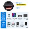 薄型カーチャージャー USB Type-C USB A USB PD30W 5V/2.4A 12V/24V対応