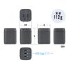 USB PD ACアダプタ USB-C×3 1ポート最大67W 合計65W GaN採用 折りたたみ式プラグ