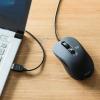 有線マウス USB Aコネクタ 5ボタン ブルーLEDセンサー ブラック