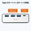 USBハブ クリップ固定 Type-A接続 1.5mケーブル 4ポート ブラック クランプ固定 机固定