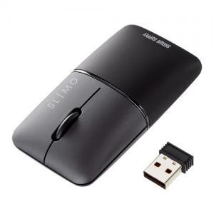 薄型モバイルマウス SLIMO Bluetooth 2.4GHzワイヤレス 静音ボタン USB充電式 ブラック