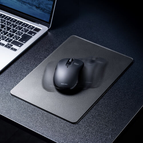 ガラスマウスパッド 縦18cm 横26cm Sサイズ ブラック