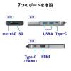 USB Type-Cモバイルドッキングステーション ロングケーブル 7in1 4K/30Hz対応 HDMI出力 SD/microSDカードリーダー UHS-II PD100W