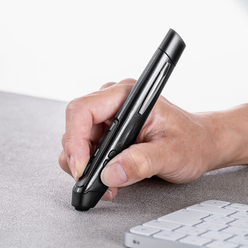 ペン型マウス Bluetooth ワイヤレス USB A USB-C接続 充電式 クリップ付き ブラック