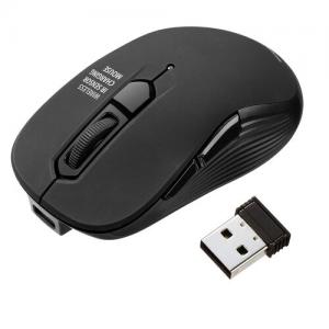 小型ワイヤレスマウス 2.4GHzレシーバー USB-C充電式 戻る/進む 5ボタン 静音 無線 ラバーコーティング ブラック
