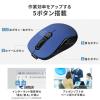小型ワイヤレスマウス 2.4GHzレシーバー USB-C充電式 戻る/進む 5ボタン 静音 無線 ラバーコーティング ブルー