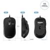 小型有線マウス USB A接続 戻る/進む 5ボタン 静音 カウント切替え ラバーコーティング ブラック