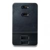 コンセント付きUSB-ACアダプタ 電源コンセント×3 USB A×2 5V/2.4A出力 ブラック