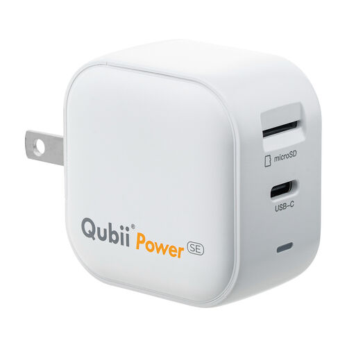 Qubii Power SE USB-C バックアップ & 急速充電 USB PD 30W出力 iPhone Android 対応 microSD保存 ホワイト