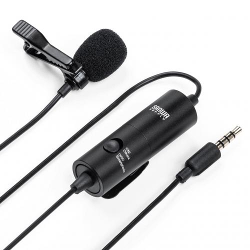 クリップマイク ピンマイク コンデンサーマイク 高音質 デジタルカメラ ビデオカメラ スマホ接続 3.5mm/6.3mm対応 電池式