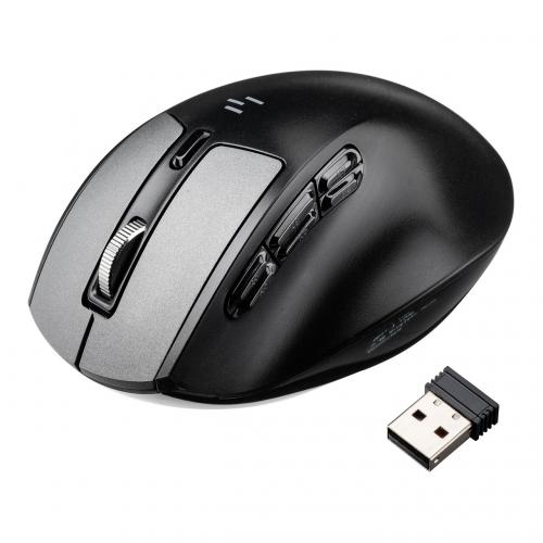 エルゴマウス Bluetooth 2.4GHzワイヤレス 充電式 9ボタン 液晶画面付き ボタン割り当て機能付きブラック
