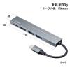 【アウトレット】USB Type-C 3ポート コンボスリムハブ(カードリーダー付き)