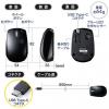 ケーブル巻取り式マウス USB Type-C接続 ブルーLEDセンサー 3ボタン ブラック