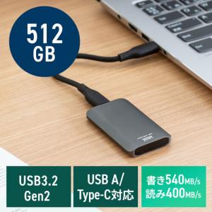 ポータブルSSD 512GB USB3.2 Gen2 USB A USB Type-C
