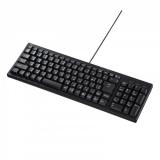 USBハブ付き キーボード USB2.0 USB A×2 テンキーあり メンブレン ブラック