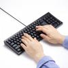 USBハブ付き キーボード USB2.0 USB A×2 テンキーあり メンブレン ブラック