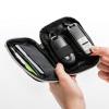 スマートキーケース 鍵 スマートキー2個収納 カード2枚収納 外側ポケット付き キーリング付属 カラビナフック対応 スマートキーカバー ブラック