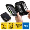 【処分特価】スマートキーケース 鍵 スマートキー2個収納 カード2枚収納 外側ポケット付き キーリング付属 カラビナフック対応 スマートキーカバー ネイビー