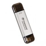 Transcend ポータブルSSD 2TB USB A USB Type-C デュアルコネクタ シルバー ESD310 